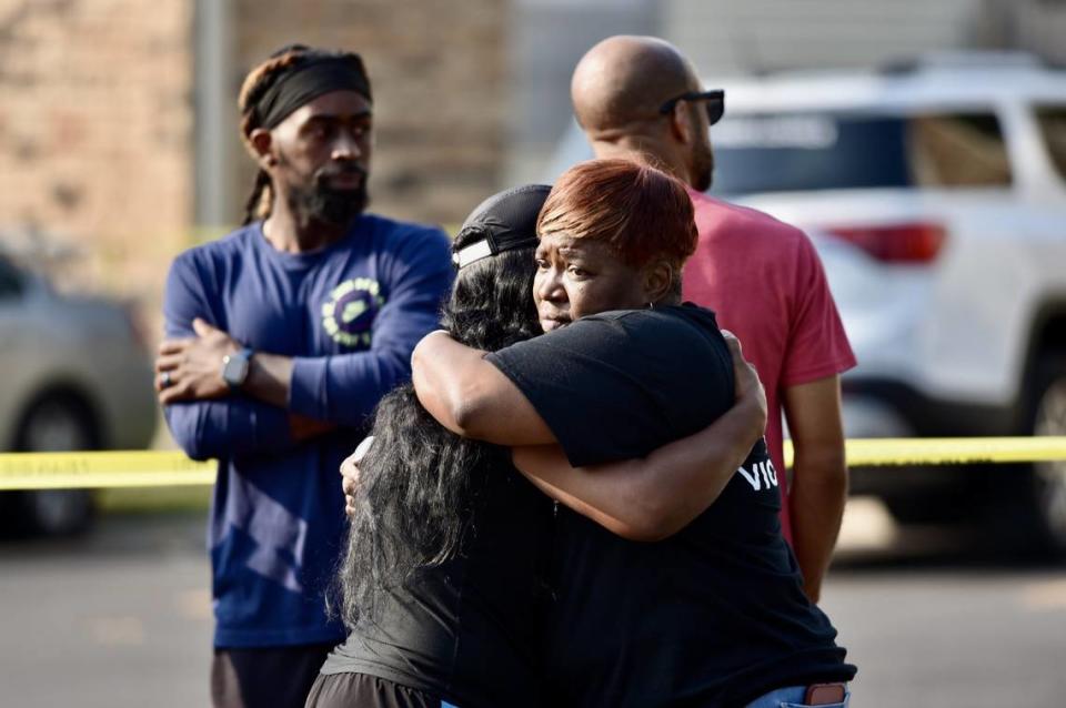 Rosilyn Temple, right, founded KC Mothers in Charge to help women like her who have lost family to gun violence. In addition to showing up at crime scenes, she organizes regular support groups.