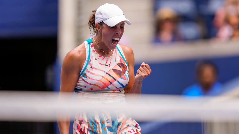 Madison Keys celebrates after defeating Arantxa Rus during the first round of the U.S. Open. - Manu Fernandez/AP