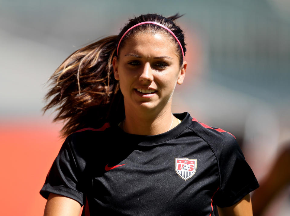 MOENCHENGLADBACH, GERMANY - JULY 12: Alex Morgan of the USA during a USA training session at Borussia-Park on July 12, 2011 in Moenchengladbach, Germany. (Photo by Scott Heavey/Getty Images)