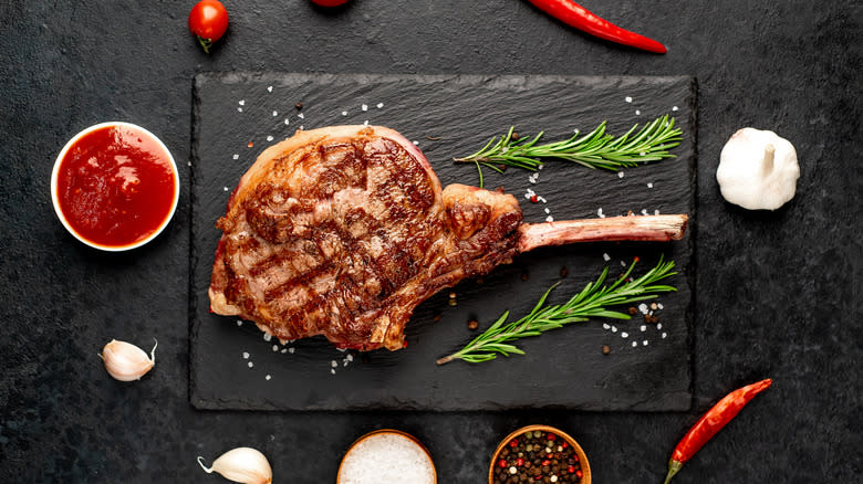 Grilled tomahawk steak