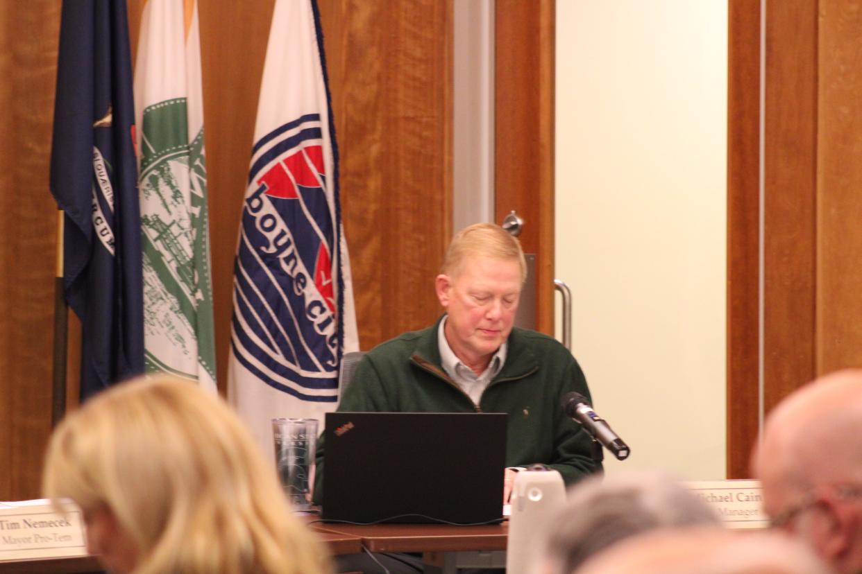 Boyne City City Manager Mike Cain at the city commission meeting on Tuesday, Oct. 10, 2023.