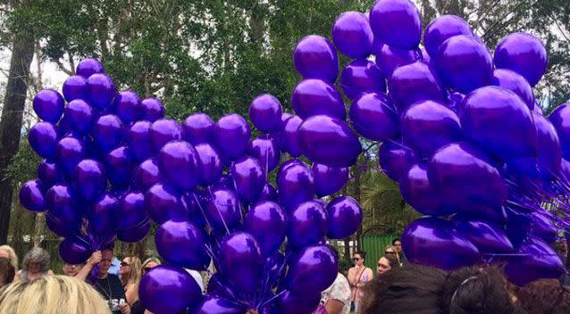 Purple balloons were relased in memory of the 12-year-old. Source: 7 News.