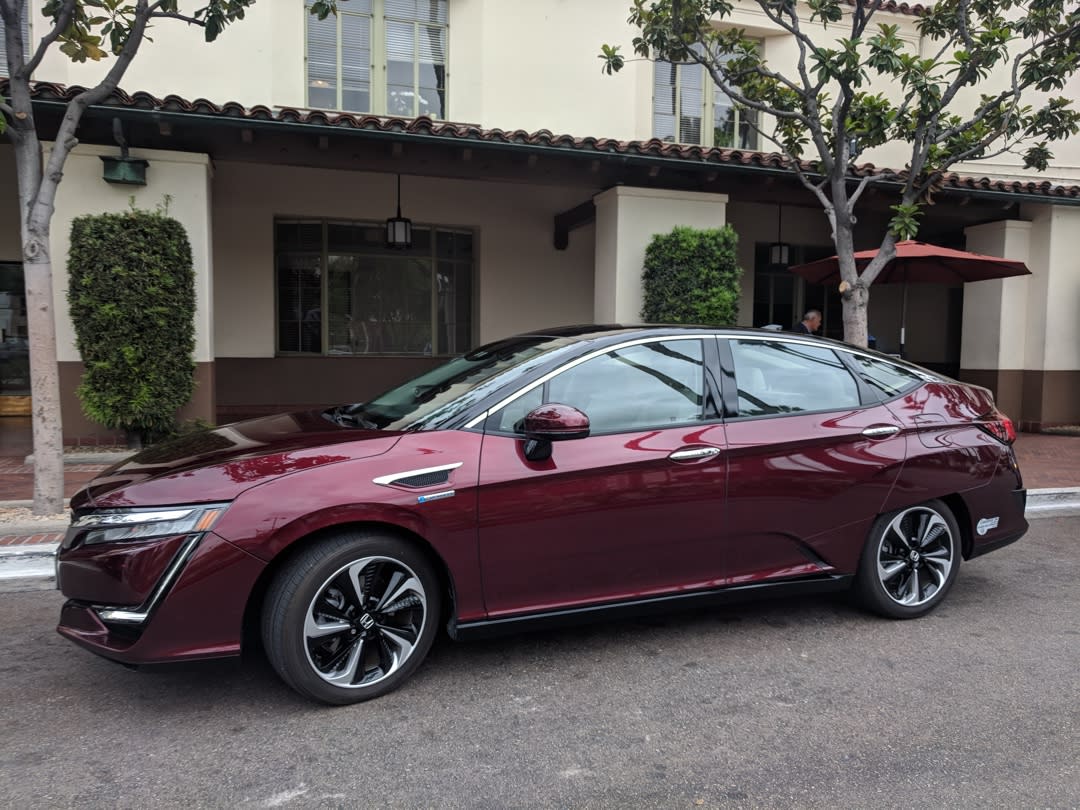 The Honda Clarity runs on hydrogen fuel cells.