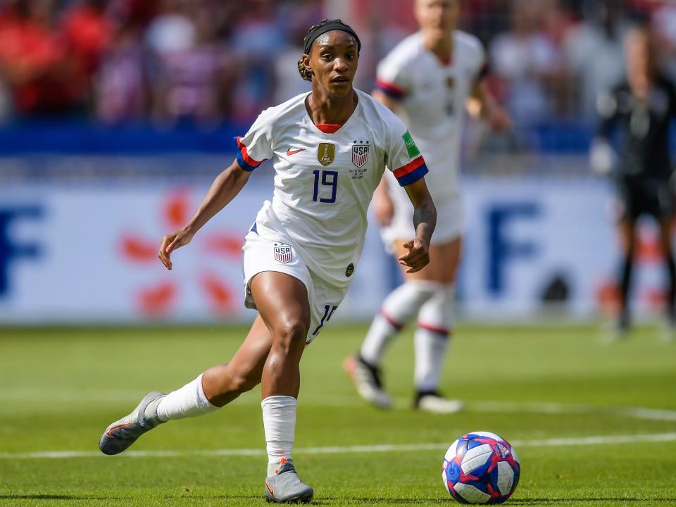 Crystal Dunn and fellow fullback Kelley O'Hara were asked to bomb forward down the flanks much more than the 2015 USWNT fullbacks were. (Photo by VI Images via Getty Images)