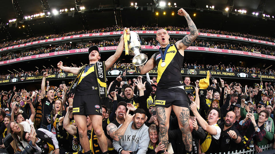 Seen here, Richmond celebrate their 2019 AFL grand final win.