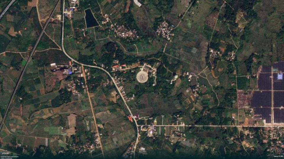 A team at the Middlebury Institute was able to identify the Hainan site, above, as a balloon launch facility in part because of its similarity to another Chinese launch site.  (Planet Labs)