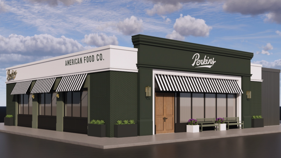 A rendering of a new Perkins American Food Co., which will debut later this year. - Aria Group and Perkins American Food Co.