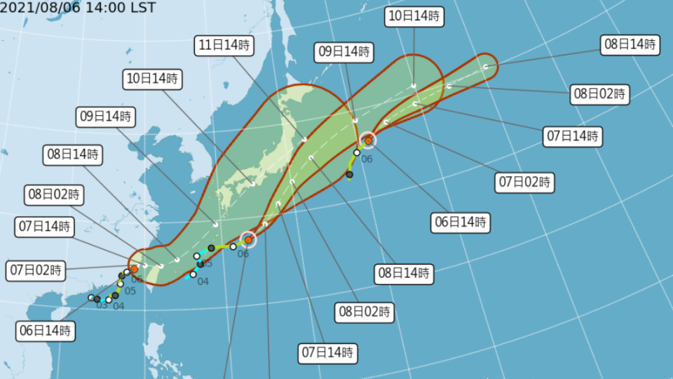 盧碧已減弱成熱帶性低氣壓。（圖／翻攝自中央氣象局）