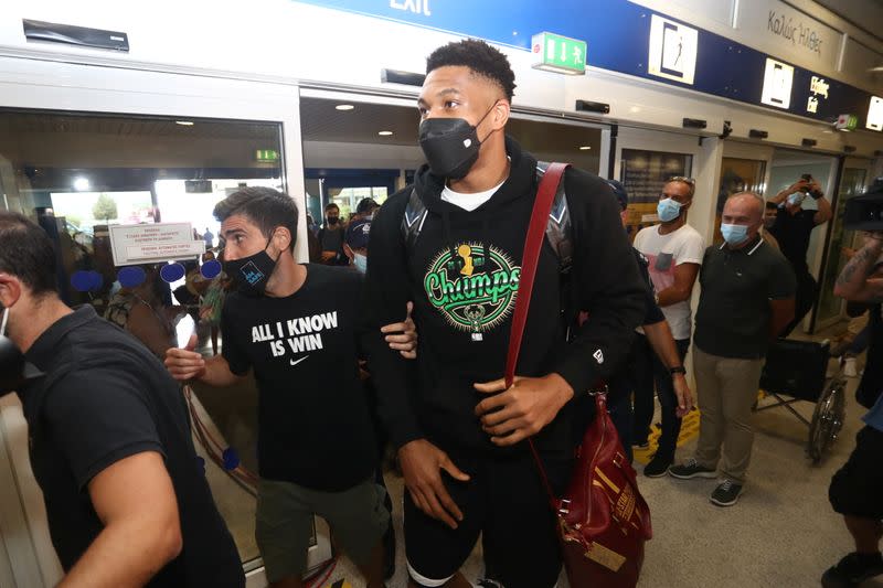 NBA finals MVP Antetokounmpo brings trophy home to Greece