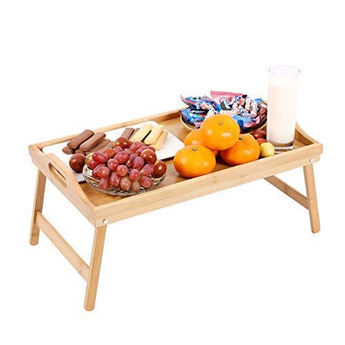 Breakfast in Bed Tray with Legs,Bed Trays Eating Table Lap Trays for Eating  Lap Desk 20 Inch Removable Media Slot Laptop Bed Tray Bamboo with Foldable  Legs