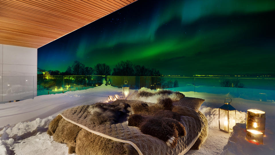 Aurora Borealis Northern Lights Norway bed view