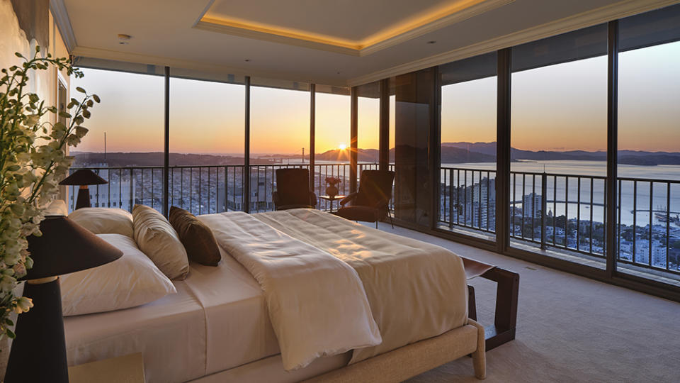 The north penthouse’s master bedroom - Credit: Brad Knipstein