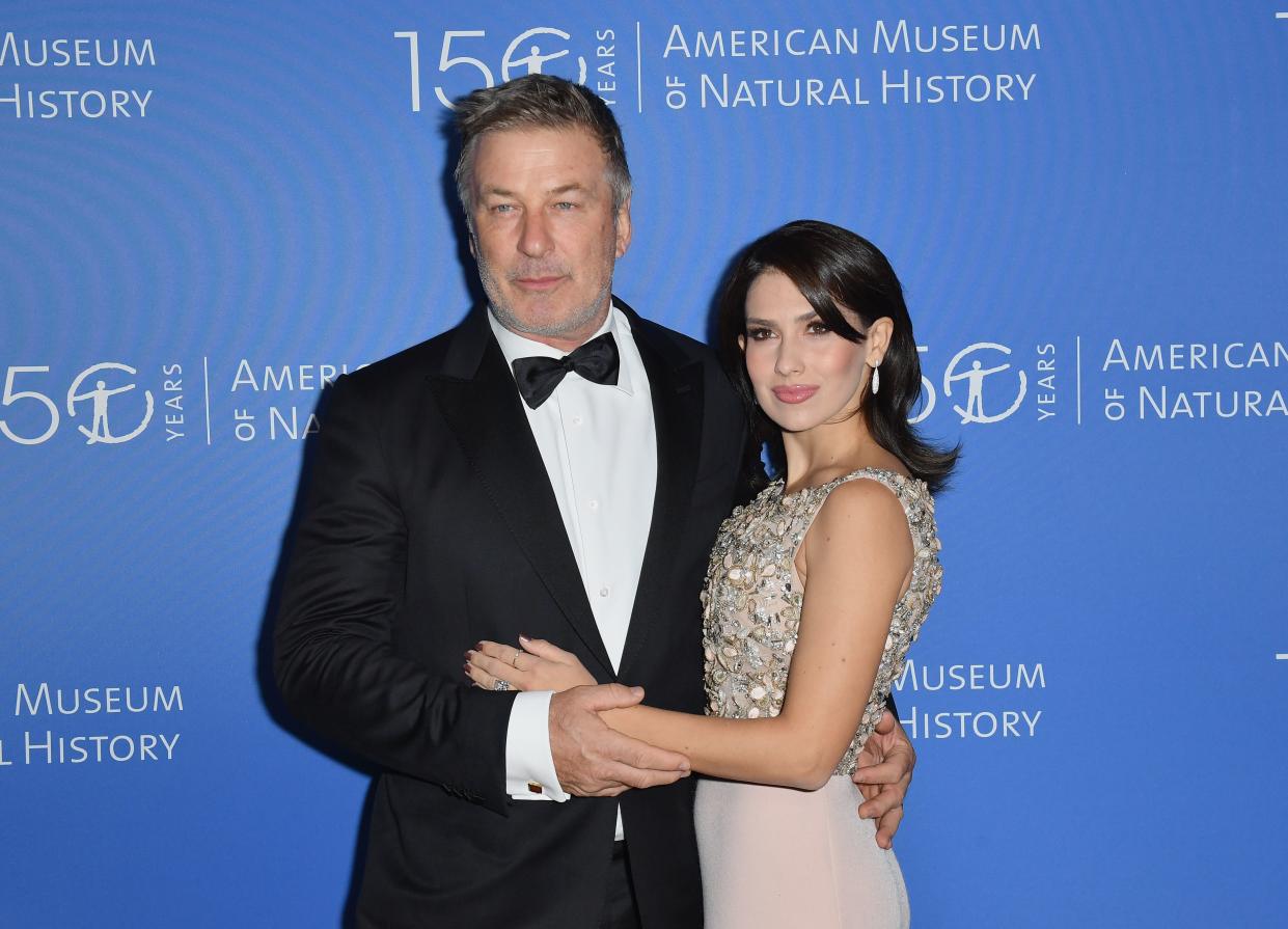 US actor Alec Baldwin (L) and Hilaria Baldwin attend the American Museum of Natural History Gala on November 21, 2019 in New York City. (Photo by Angela Weiss / AFP) (Photo by ANGELA WEISS/AFP via Getty Images)