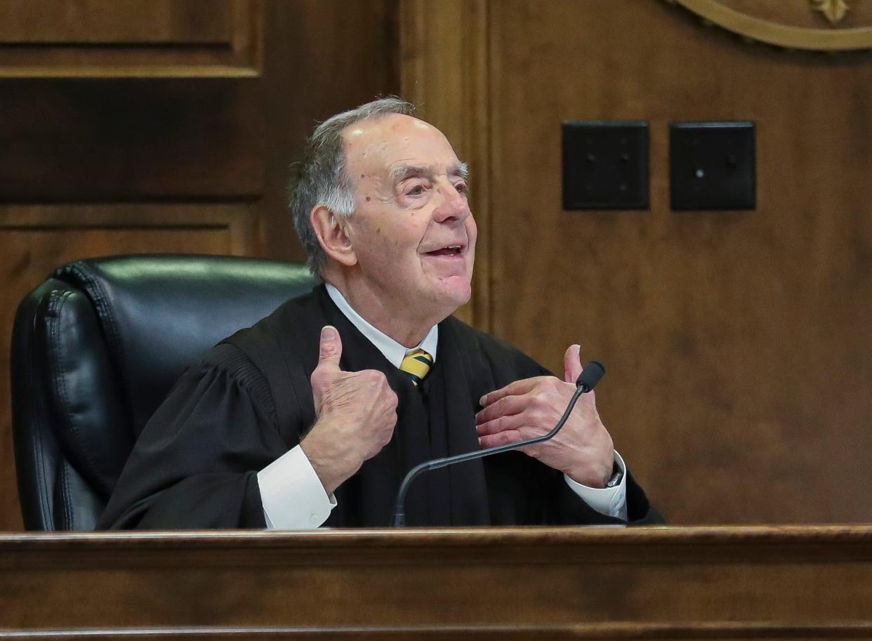 Brown County Circuit Judge Donald Zuidmulder delivers instructions to the jury on Tuesday at the Brown County Courthouse in Green Bay.