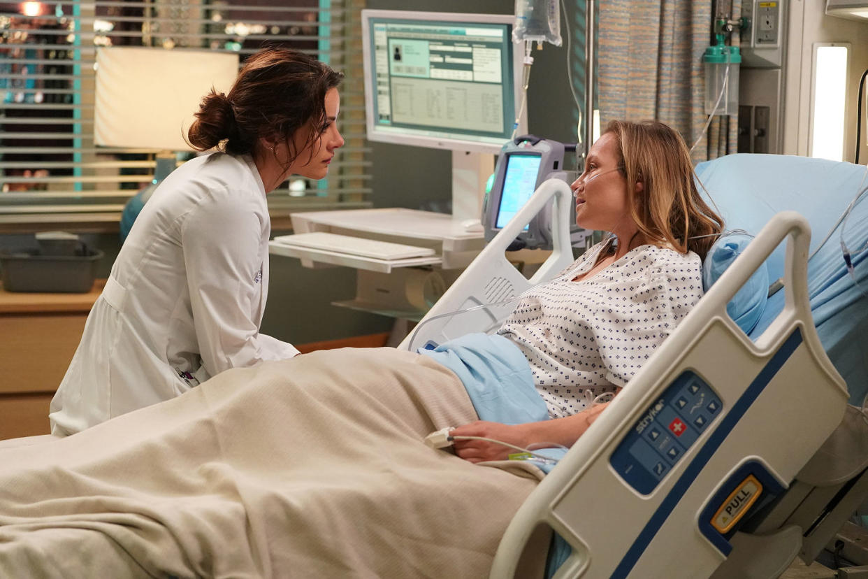 Maya is rushed to Grey-Sloan Memorial Hospital due to a medical emergency.  (Eric McCandless / ABC)