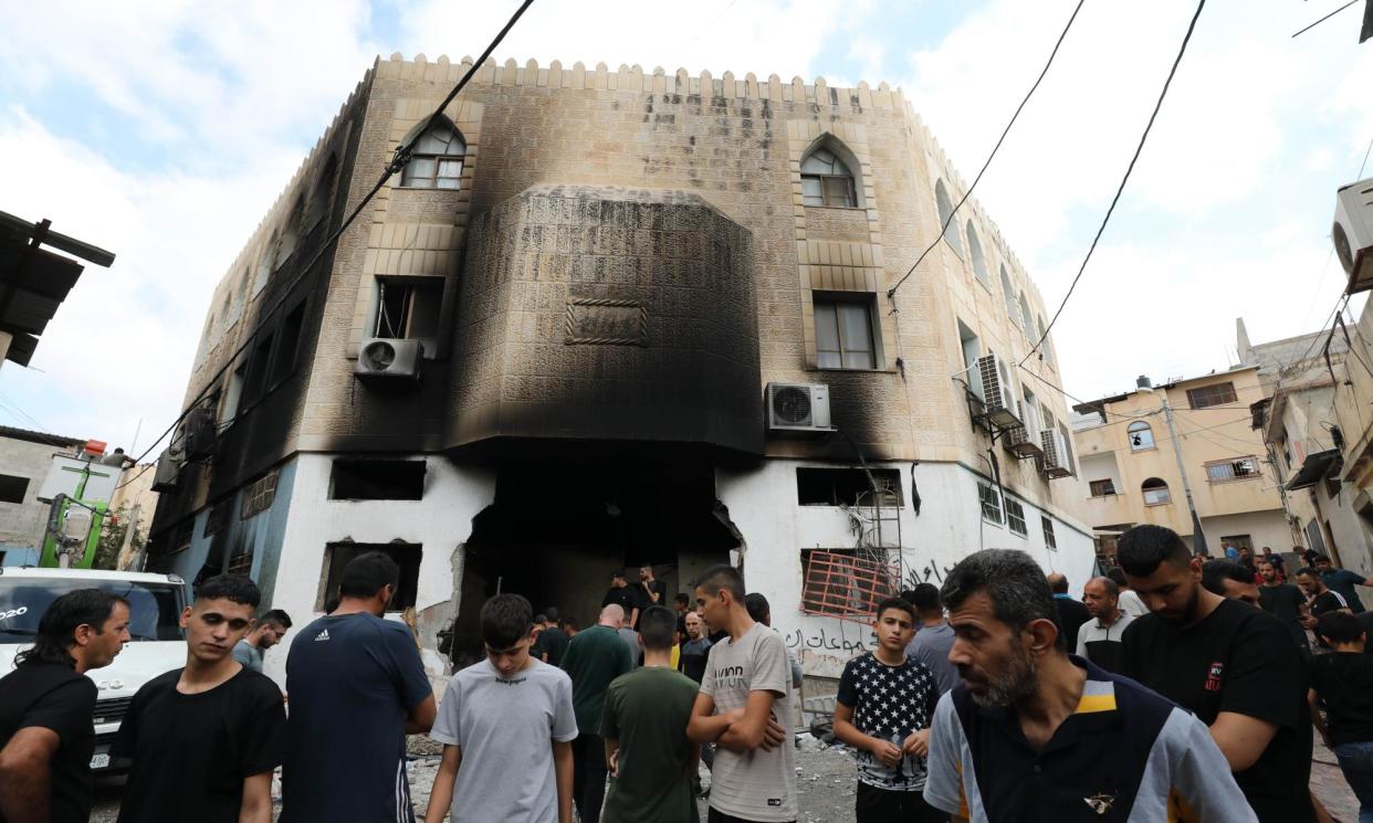 <span>A building damaged by the Israeli army in el Far'a refugee camp, northern West Bank, on 29 August 2024.</span><span>Photograph: Xinhua/Rex/Shutterstock</span>