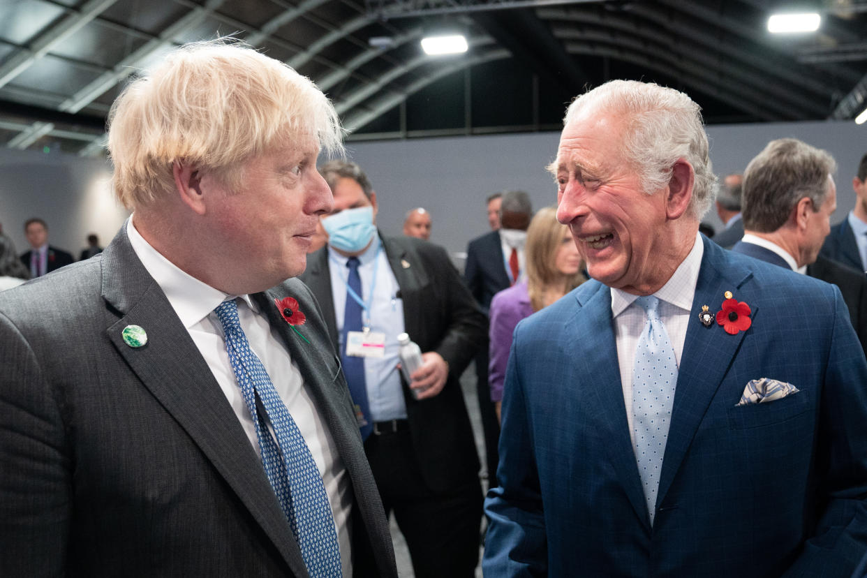 The Prince of Wales and Prime Minister Boris Johnson host a Commonwealth Leaders' Reception during the Cop26 summit at the Scottish Event Campus (SEC) in Glasgow. Picture date: Tuesday November 2, 2021.