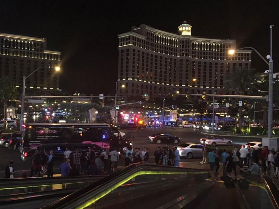 Police surrounding the Bellagio hotel after a reported shooting in the early hours of 25 March (Ama Arthur-Asmah)