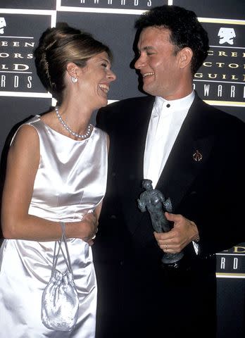 <p>Ron Galella, Ltd./Ron Galella Collection/Getty</p> Tom Hanks and Rita Wilson in 1995