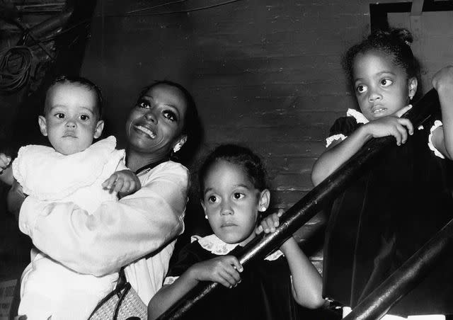 <p>PL Gould/IMAGES/Getty</p> Diana Ross with daughters Chudney Ross, Tracee Ellis Ross and Rhonda Ross circa 1976 in New York City