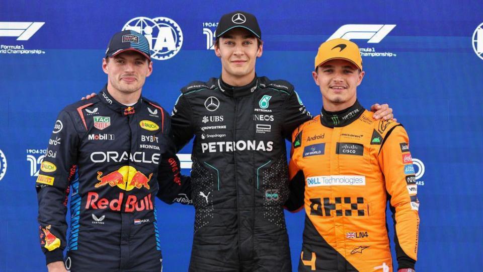 Max Verstappen, George Russell and Lando Norris 