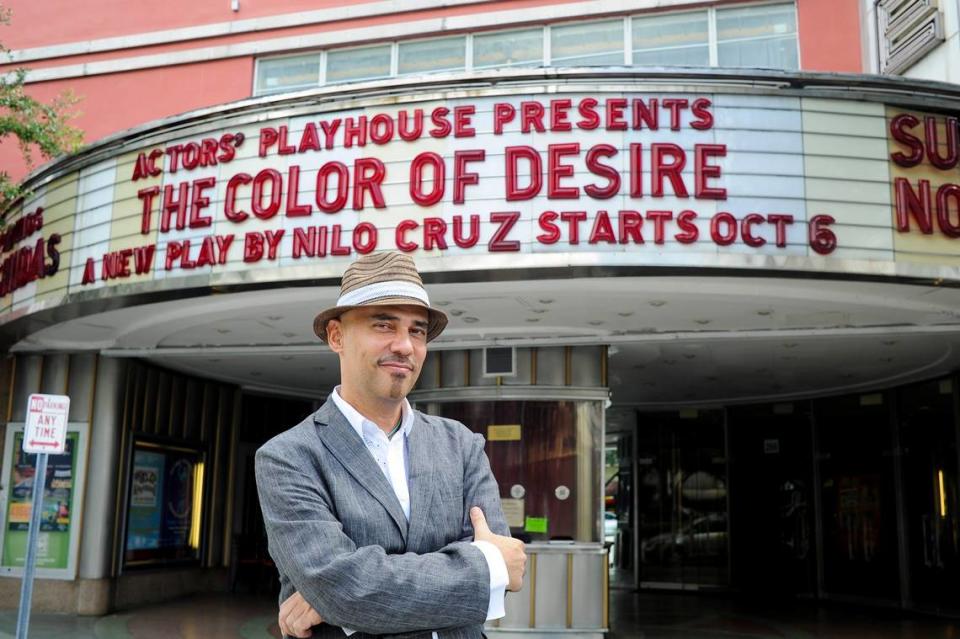 Playwright Nilo Cruz saw his “The Color of Desire” staged at the Actors’ Playhouse at the Miracle Theatre in Coral Gables. He is shown in this file photo there on Sept. 17, 2010.