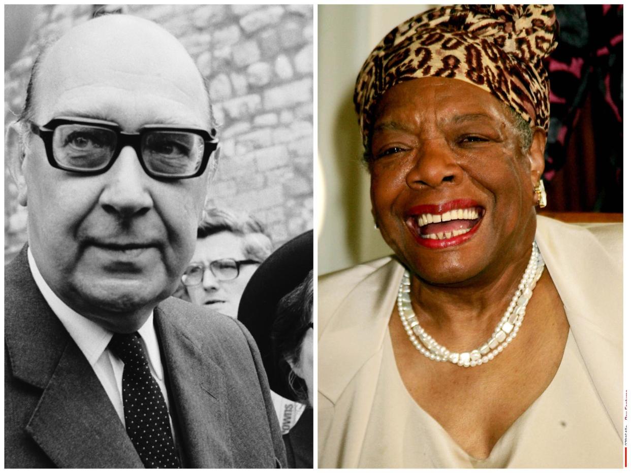 Philip Larkin and Maya Angelou: Getty/ Rex