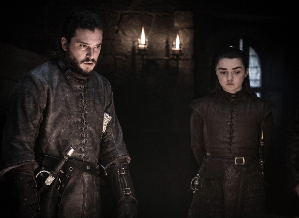 <p>Has Jon Snow revealed his true identity to Arya Stark?</p>