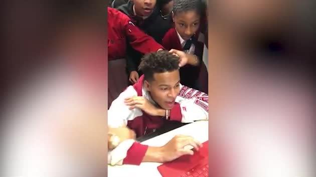 T.M. Landry’s Aryton Little celebrates Harvard acceptance in style. (Photo: YouTube)