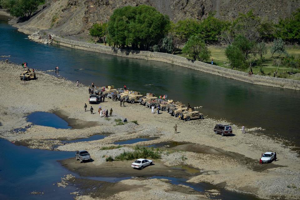 Humvee vehicles from the Afghan Security Forces are pictured in Panjshir province in Afghanistan on August 16, 2021. (Photo by Ahmad SAHEL ARMAN / AFP) (Photo by AHMAD SAHEL ARMAN/AFP via Getty Images)