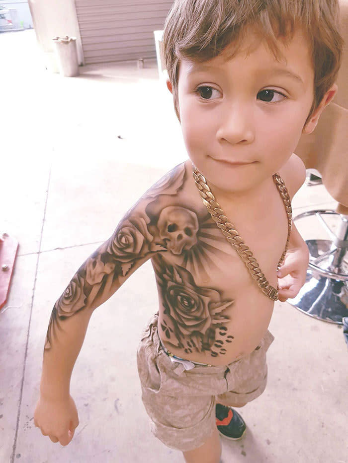 Tattoo artist gives sick kids awesome airbrushed tattoos