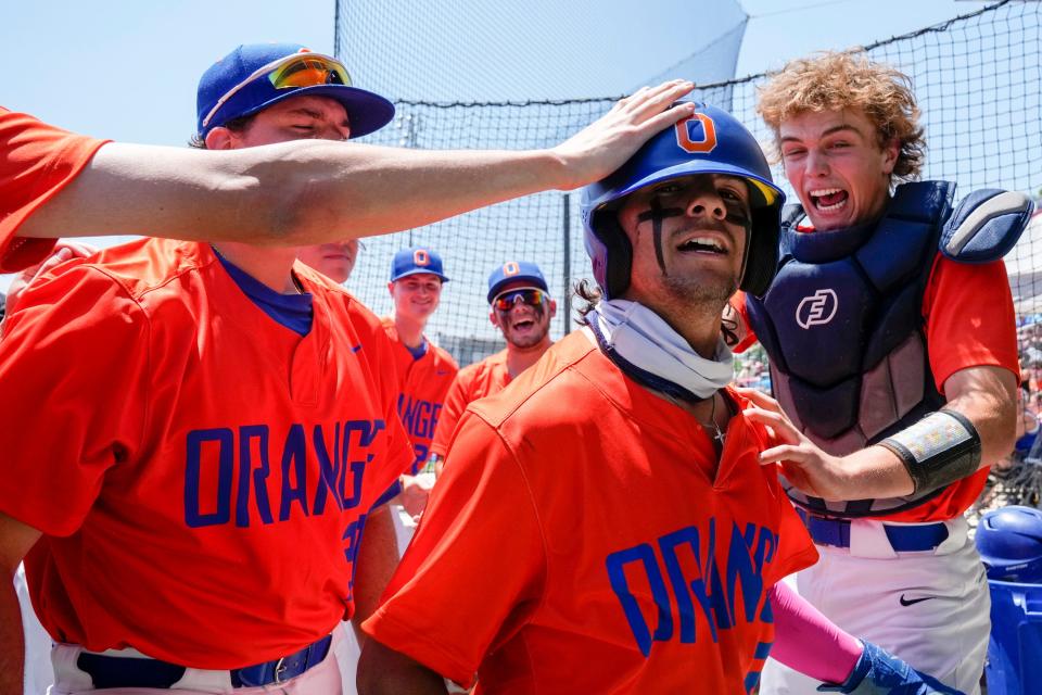 Diego Astacio, front, is one of 17 seniors on Olentangy Orange's roster. Coach Tom Marker said senior leadership has been key in the Pioneers' run to the state tournament.
