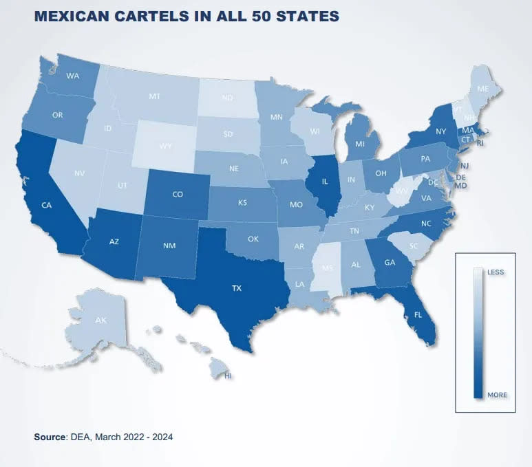 Map showing Mexico's 