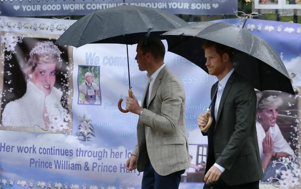 Princess Diana left her millions to her sons, Prince William and Prince Harry. Above, the royals are pictured Aug. 30, 2017 in London.