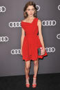 <p><em>Stranger Things</em> actress Natalie Dyer wore a red Preen by Thornton Bregazzi dress to attend the Audi Emmy party.</p>
