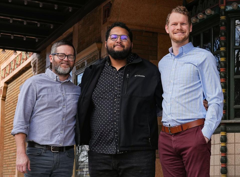 Josh Kaufman, David Owens and Joel Kirk pose for a group photo Saturday, Jan. 31, 2022 at the Madam Walker Legacy Center in Indianapolis. 