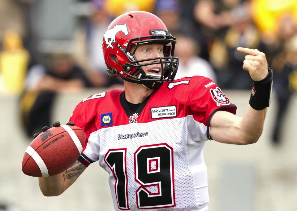 'Who's No. 1? This guy!' - Stampeders QB Bo Levi Mitchell. (Reuters)