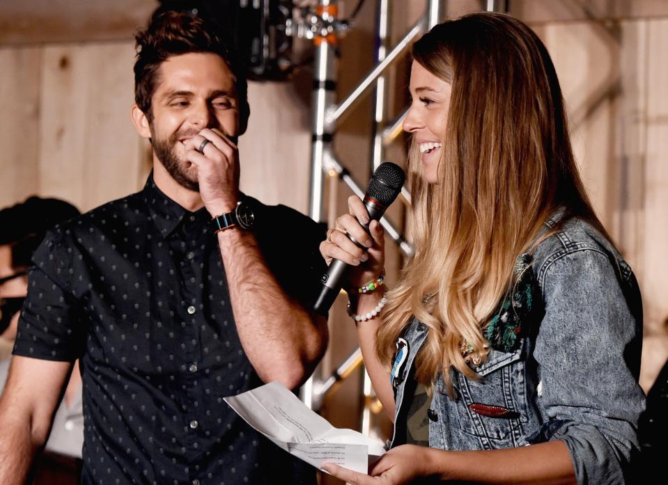 Thomas Rhett and Lauren Akins during Thomas Rhett's Charity Event for 147 Million Orphans at The Old School on October 4, 2016 in Nashville, Tennessee