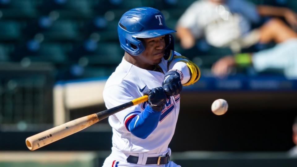 Mets minor league infielder Luisangel Acuna playing for Texas in the Surprise Saguaros during an Arizona Fall League baseball game.