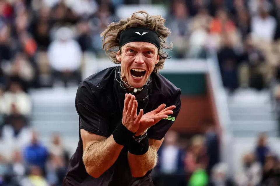 盧布列夫(Andrey Rublev)情緒崩潰導致落敗。法新社