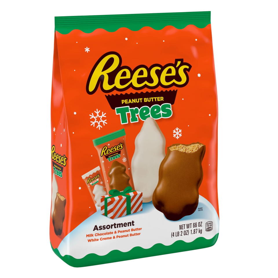 <p><a href="https://go.redirectingat.com?id=74968X1596630&url=https%3A%2F%2Fwww.walmart.com%2Fip%2FReese-s-Assorted-Milk-Chocolate-and-White-Creme-Peanut-Butter-Trees-Christmas-Candy-Bulk-Bag-66-oz%2F546617570&sref=https%3A%2F%2Fwww.thepioneerwoman.com%2Fholidays-celebrations%2Fg46002932%2Fnew-christmas-treats-2023%2F" rel="nofollow noopener" target="_blank" data-ylk="slk:Shop Now;elm:context_link;itc:0;sec:content-canvas" class="link ">Shop Now</a></p><p>Reese's Assorted Milk Chocolate and White Creme Peanut Butter Trees</p><p>walmart.com</p><p>$24.96</p><span class="copyright">Walmart</span>