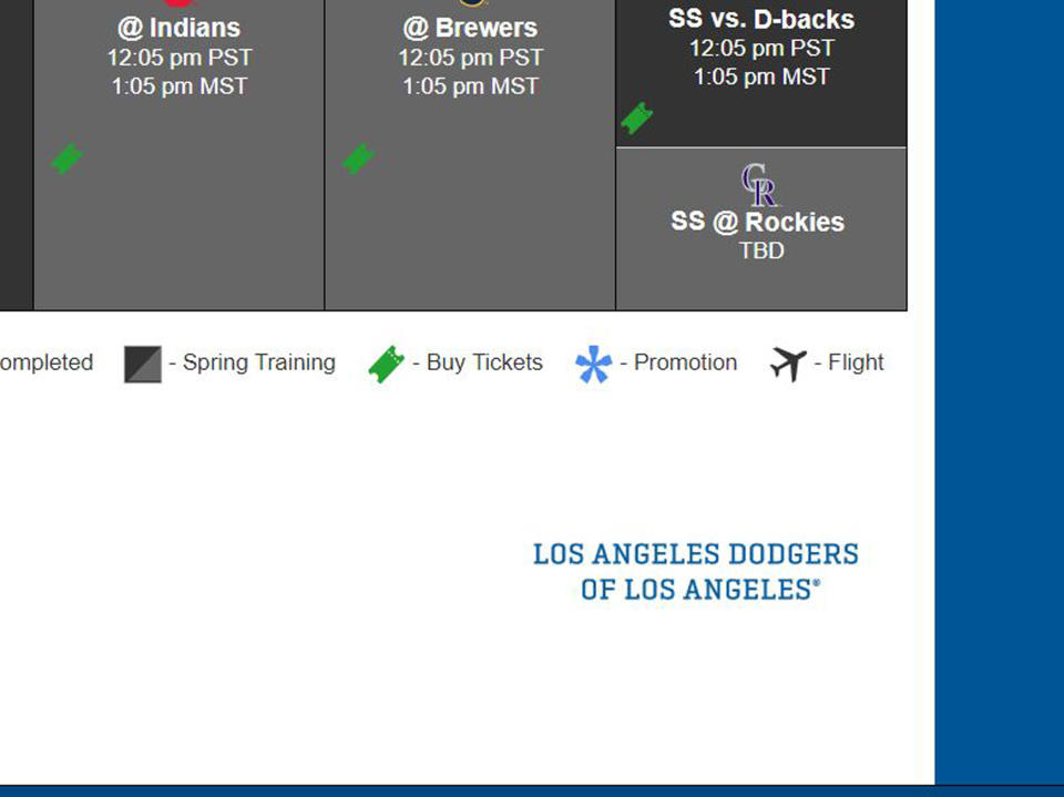 美國職棒洛杉磯道奇隊20日在網頁上使用少見的「洛杉磯的洛杉磯道奇」字樣。這個隊名是當年道奇隊為了抗議安那罕天使改名為洛杉磯天使。 中央社（取自大聯盟官網）