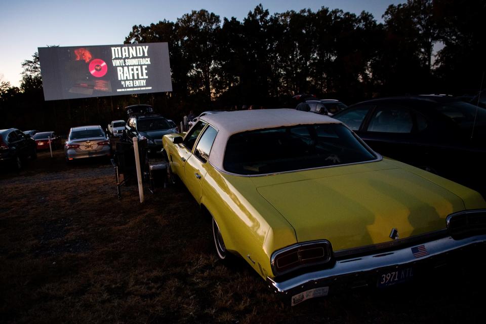 Cars parked for the Knoxville Horror Film Fest at the Parkway Drive-In in Maryville on Friday, Oct. 21, 2022. 