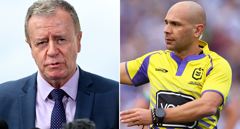 Pictured from left to right: NRL head of football Graham Annesley and referee Ashley Klein.