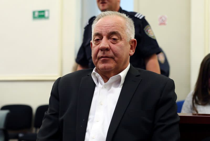 Former Croatian Prime Minister Ivo Sanader is seen at a court during an announcement of a verdict in Zagreb