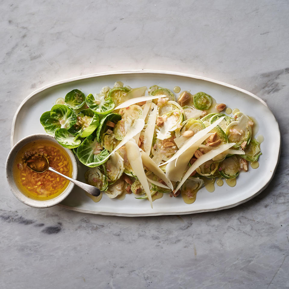 Brussels Sprouts Salad with Parmesan & Marcona Almonds