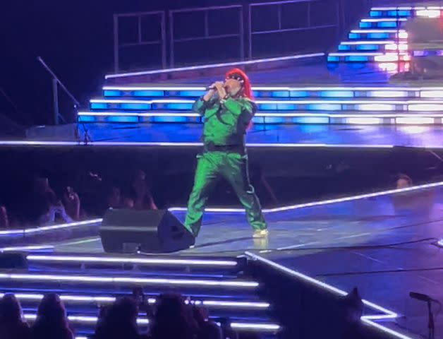 <p>Brenton Blanchet</p> Jack Black performs 'Peaches' at a December 2023 Jonas Brothers concert in Brooklyn, New York