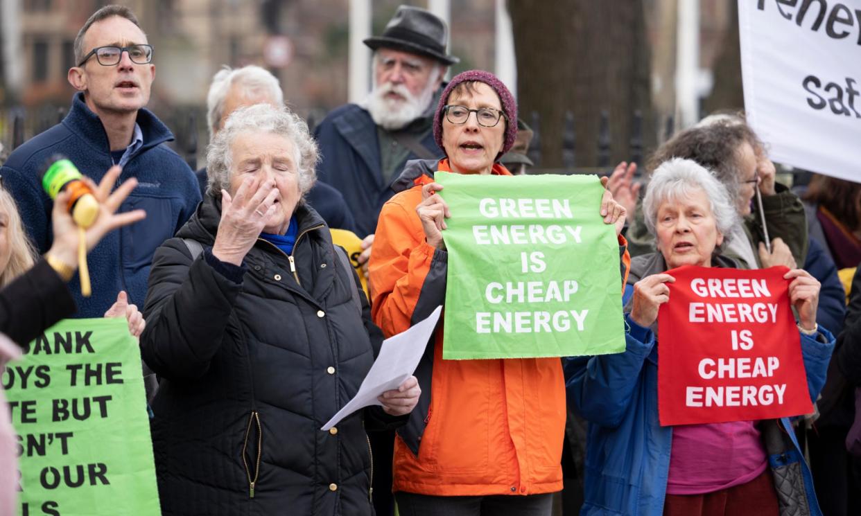 <span>Climate protesters in London in March. The BP-backed Teesside scheme says it will use carbon capture to bury most of its emissions beneath North Sea.</span><span>Photograph: Graeme Robertson/The Guardian</span>