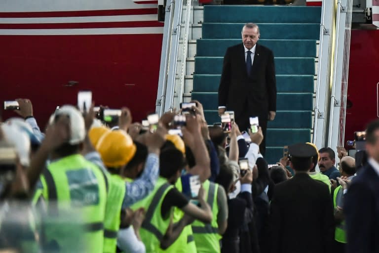 Turkish President Recep Tayyip Erdogan touches down at Istanbul's new airport three days before tightly contested elections