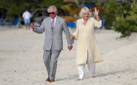 The Duke and Duchess of Cornwall in Grenada earlier this week - Credit: Getty